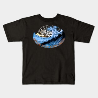 Never Stop Exploring Shirt TShirt with Crashing Waves, Birds and Mt Fuji Kids T-Shirt